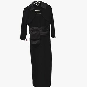 Womens Formal Dress USA Made‎ Black w Collared Jacket Black Tie Event Small NWT